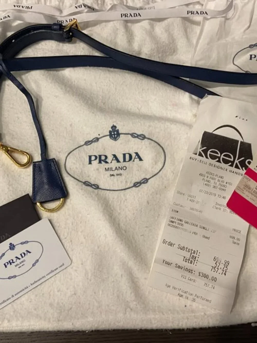 PRADA Saffiano Lux - color bluette (true navy blue) - Picture 7 of 7